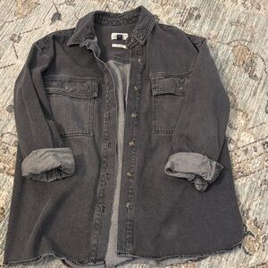 Black Denim Button-Up Shirt